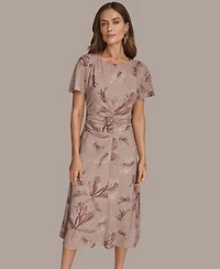 Donna Karan New York Women's Printed Ruched Dress