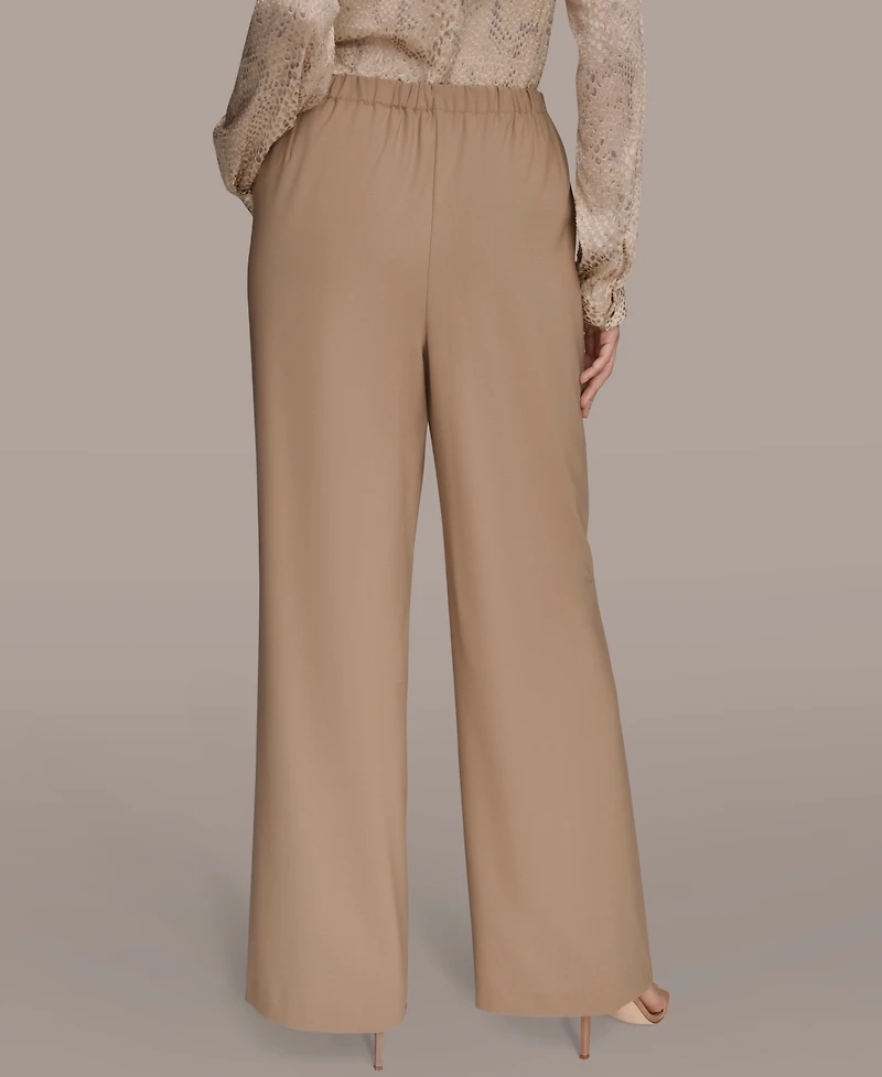 Donna Karan New York Women's Pleated Wide Leg Pull On Pants