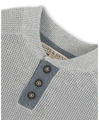Hope & Henry Little and Big Boys' Organic Long Sleeve Henley Pullover Sweater with Elbow Patches
