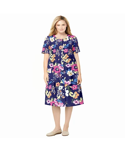 Woman Within Plus Button-Front Short Essential Dress
