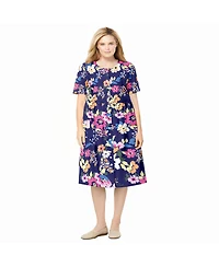 Woman Within Plus Button-Front Short Essential Dress