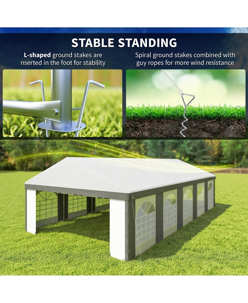 Outsunny 16' x 32' Heavy-duty Large Wedding Tent with Sidewalls