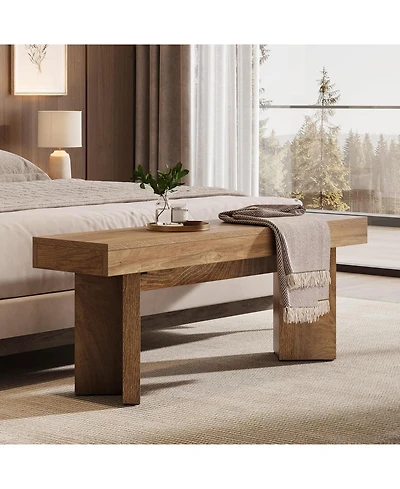 Tribesigns Wooden Entryway Bench, 47" Farmhouse Indoor End of Bed Bench