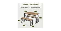 Slickblue Wood-Top Kitchen Dining Table with 2 Backless Benches, Industrial Style