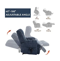 Maison Boucle Chenille Power Lift Recliner for Seniors with Heat & Massage, Dual Motor Electric Chair, Infinite Position-Maison