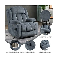 Maison Boucle Power Lift Recliner with Heat & Massage, Electric Chenille Chair Usb Port, Cup Holders Heavy-Duty 350 Lbs Support-Maison