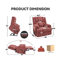 Maison Boucle Chenille Power Lift Recliner for Seniors with Heat & Massage, Dual Motor Electric Chair, Infinite Position-Maison Boucle
