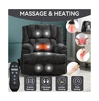 Maison Boucle Chenille Power Lift Recliner for Seniors with Heat & Massage, Dual Motor Electric Chair, Infinite Position-Maison