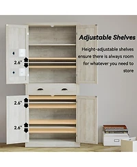 Ironck Kitchen Pantry with Drawer, 4 Adjustable Shelves, Rustic Maple