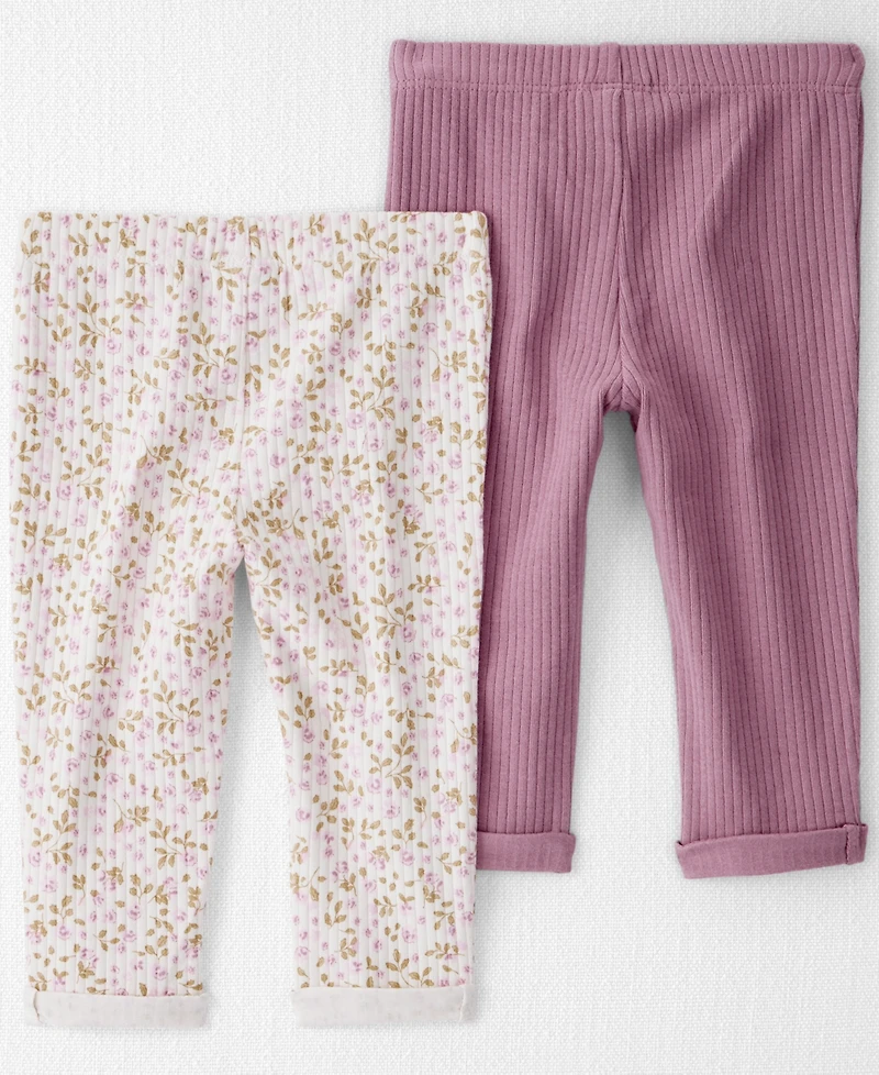 Little Planet by Carter's Baby Girls 2-Pack Organic Floral Leggings