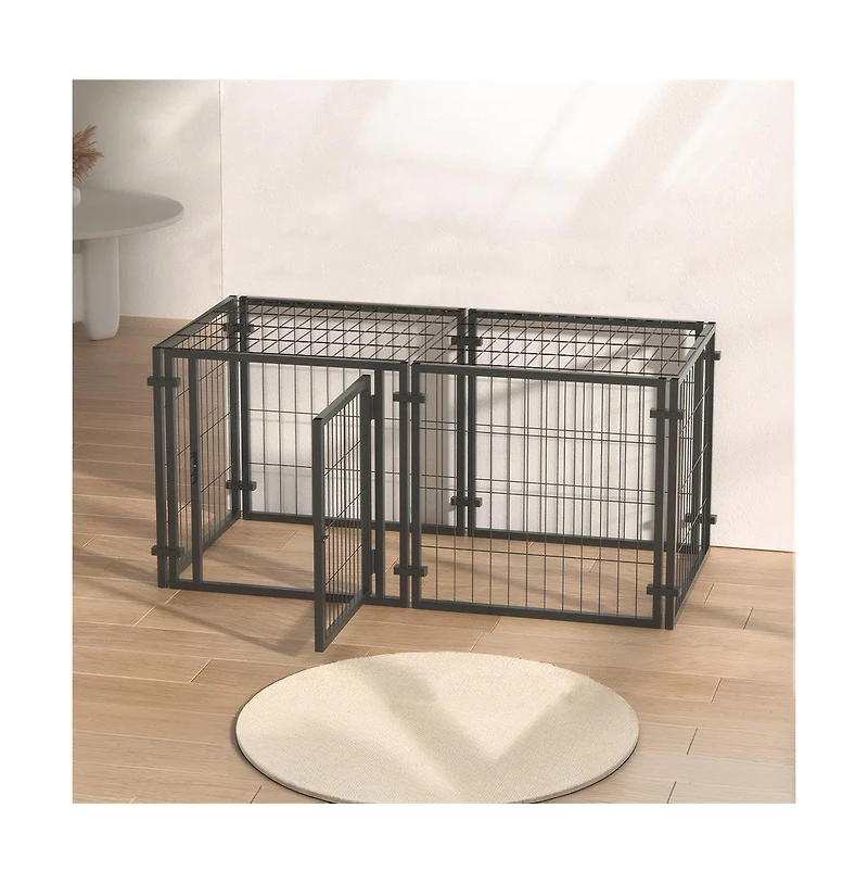 Aostirmotor Black 47 in. Dog Crate for Small Medium Large Dogs, Puppy Dog Playpen for Yard Indoor Outdoor Use