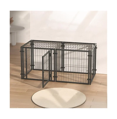 Aostirmotor Black 47 in. Dog Crate for Small Medium Large Dogs, Puppy Dog Playpen for Yard Indoor Outdoor Use