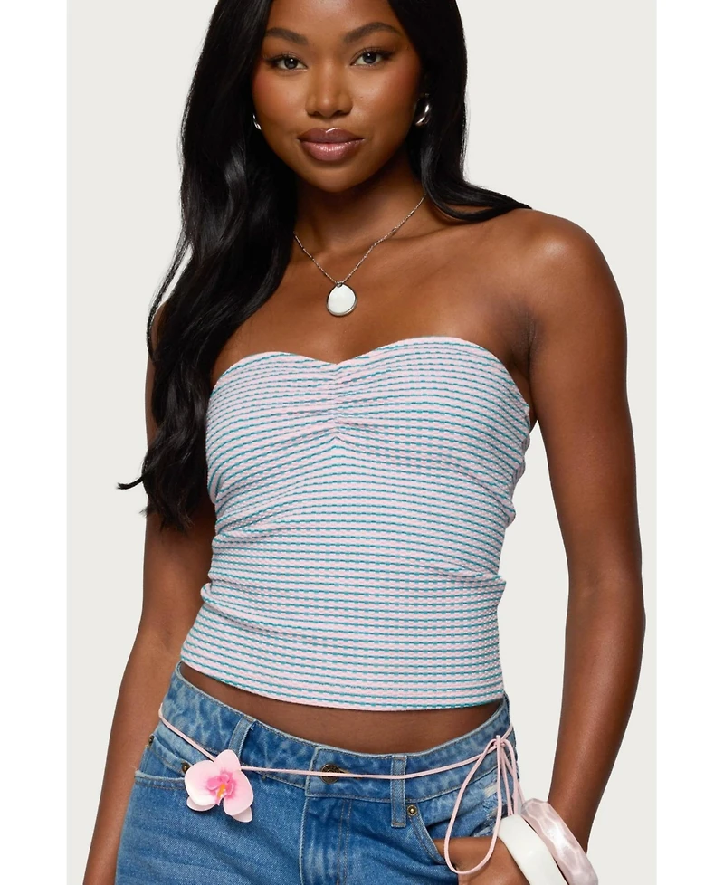 Edikted Women's Veranda Textured Striped Tube Top