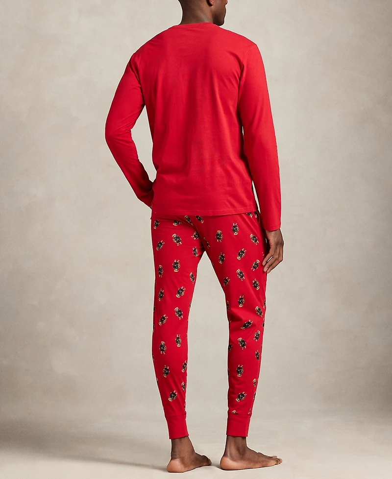 Polo Ralph Lauren Men's 2-Piece Long Sleeve Crew T-Shirt and Joggers Pajama Set