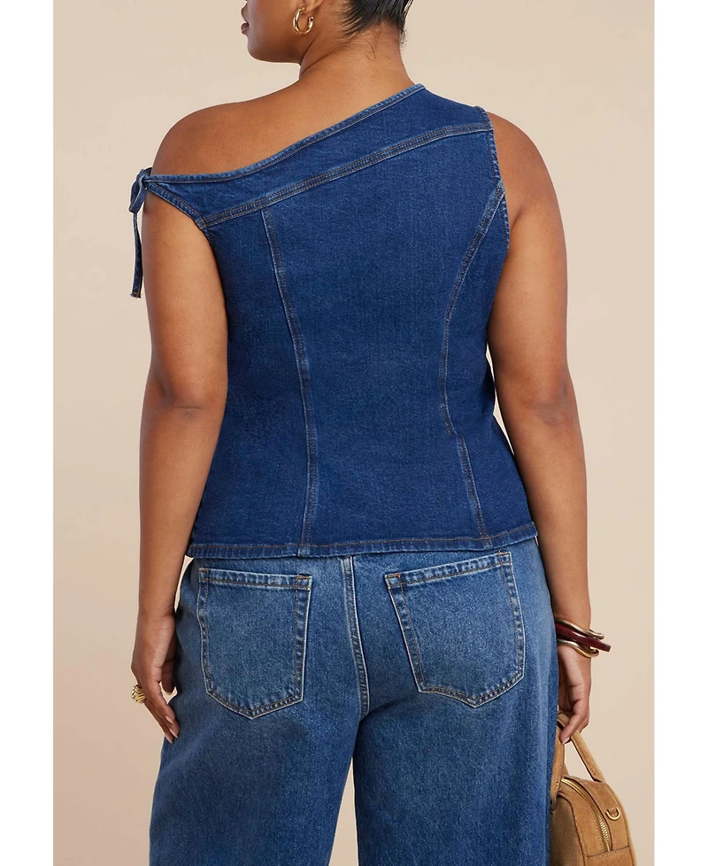 Eloquii Women's Asym Denim Top