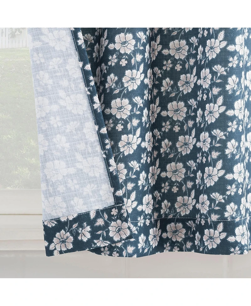 No. 918 Marist Floral Semi-Sheer Rod Pocket Kitchen Curtain Tier Pair