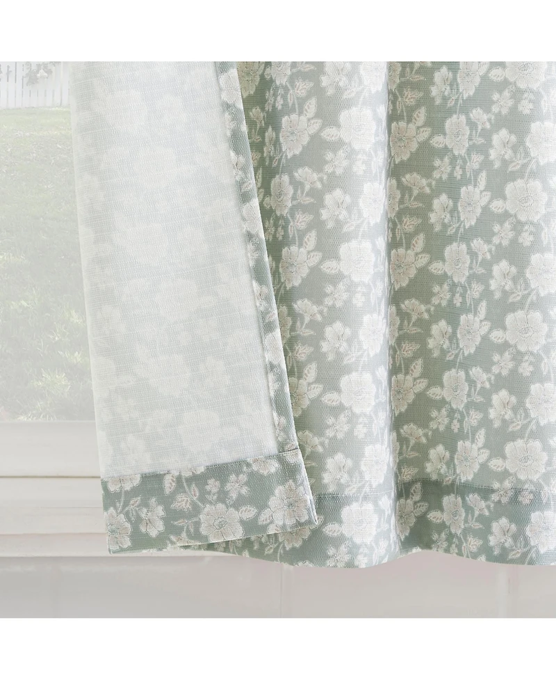 No. 918 Marist Floral Semi-Sheer Rod Pocket Kitchen Curtain Tier Pair