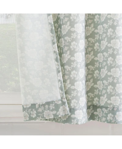 No. 918 Marist Floral Semi-Sheer Rod Pocket Kitchen Curtain Tier Pair