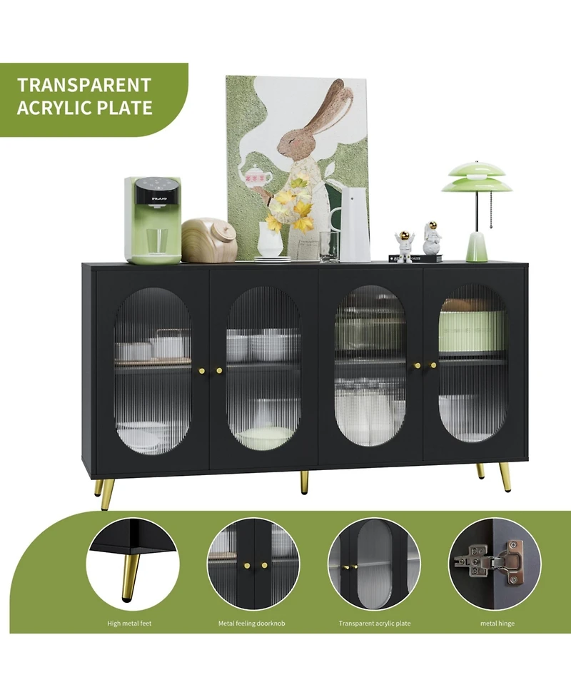 Casainc Freestanding Storage Accent Cabinet with Acrylic Doors