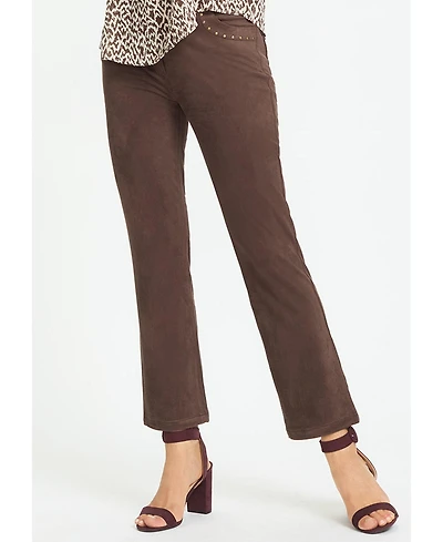 Olsen Women's Mona Fit Straight Leg Faux Suede Trousers
