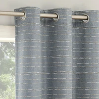 Sun Zero Drayton Slub Detail Magnetic Closure 100% Blackout Grommet Curtain Panel Pair