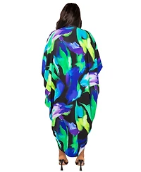 Buxom Couture Women's Plus Printed Cinch Waist Kaftan Dress