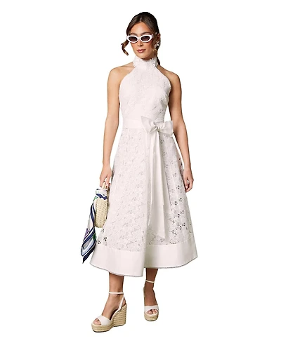 Coast Women's Halterneck Belted Lace Midi Dress