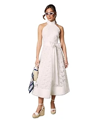 Coast Women's Halterneck Belted Lace Midi Dress