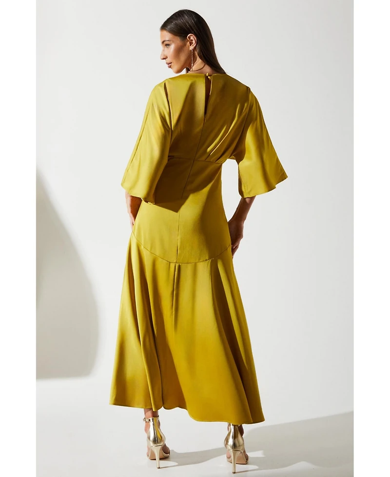 Coast Women's Satin Back Crepe Ruffle Wrap Midi Dress