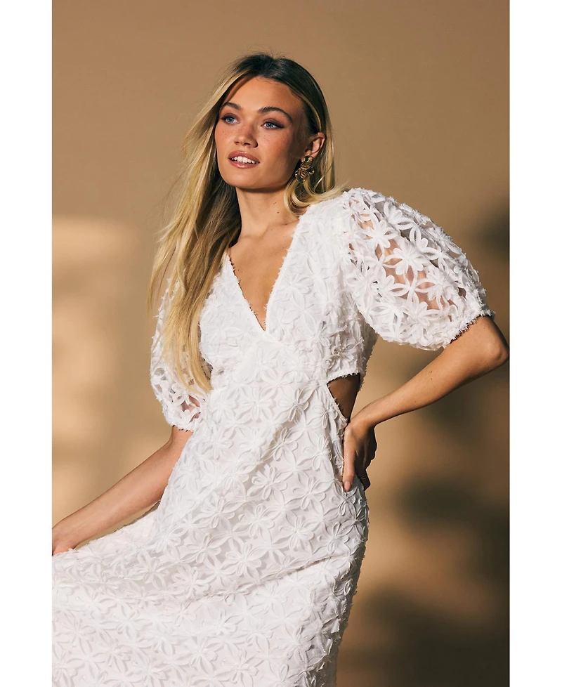 Oasis Textured Cutout Detail Midi Dress