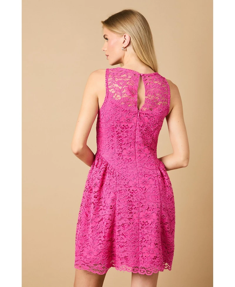 Oasis High Neck Lace Detailed Mini Dress