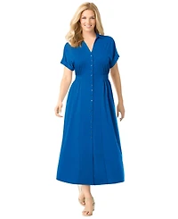Woman Within Plus Snap-Front Dress