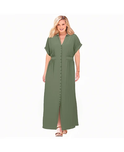 Woman Within Plus Snap-Front Dress