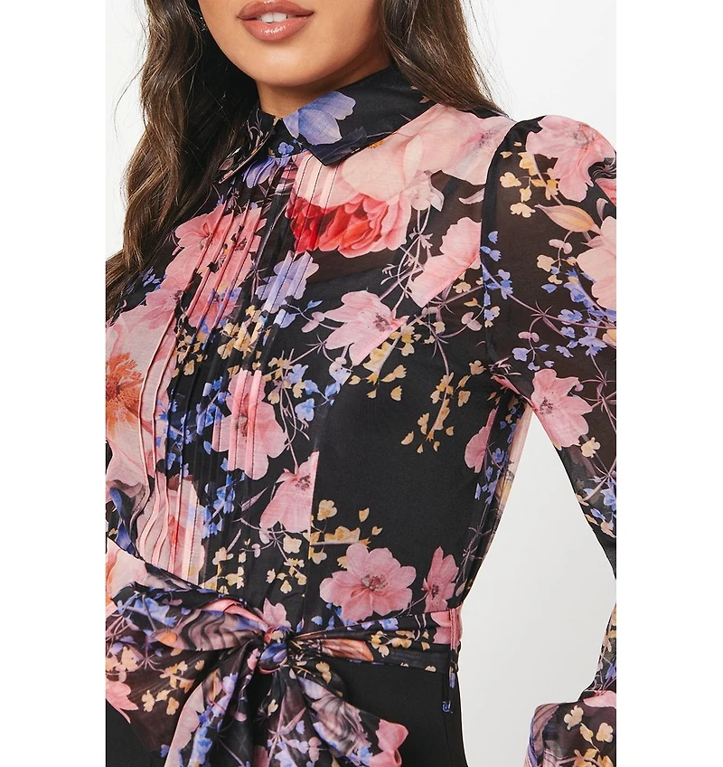 Coast Blouson Sleeve Pintuck Wide Leg Jumpsuit