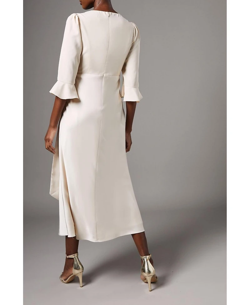 Coast Women's Ruffle Sleeve Satin Wrap Dress