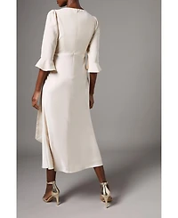 Coast Women's Ruffle Sleeve Satin Wrap Dress