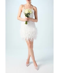 Coast Women's Embellished Feather Bridal Mini Dress