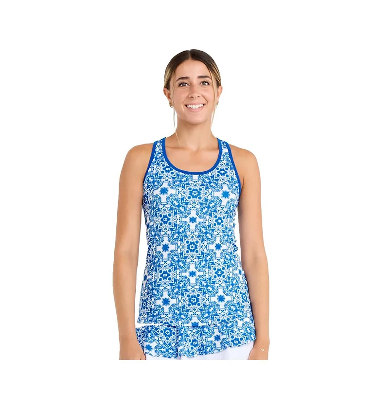Sofibella Women's Miss Santorini 25 Inch Racerback Tennis Tank