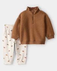 Carter's Baby Boys Teddy Pullover Jacket and Joggers, 2-Piece Set