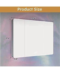 Casainc 35×28 Inch Aluminum Mirror Cabinet with Led Light and Defogging Function