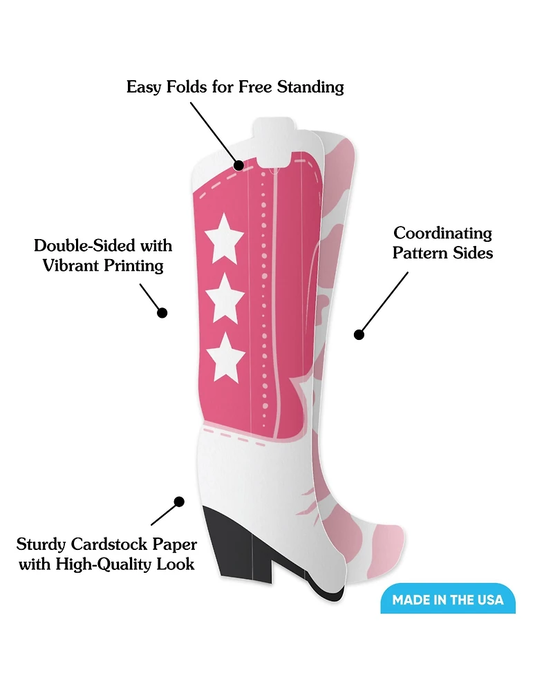 Freestanding 3D Rodeo Cowgirl Boots Centerpiece Table Decorations
