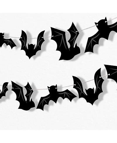Black Bats Garland Banner, 30 Feet of Cord, 15 Paper Bat Shapes