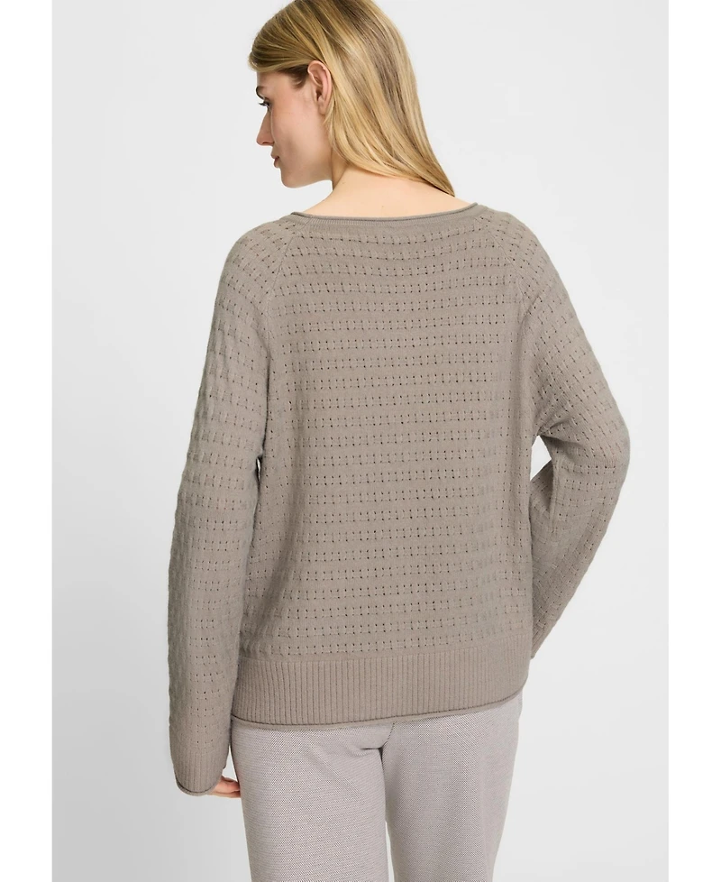 Olsen Women's Stitch Interest Boat Neck Sweater