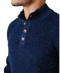 Hope & Henry Men's Organic Mock Neck Cardigan Stitch Sweater