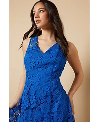 Oasis Women's Floral Lace V Neck Midi Dress