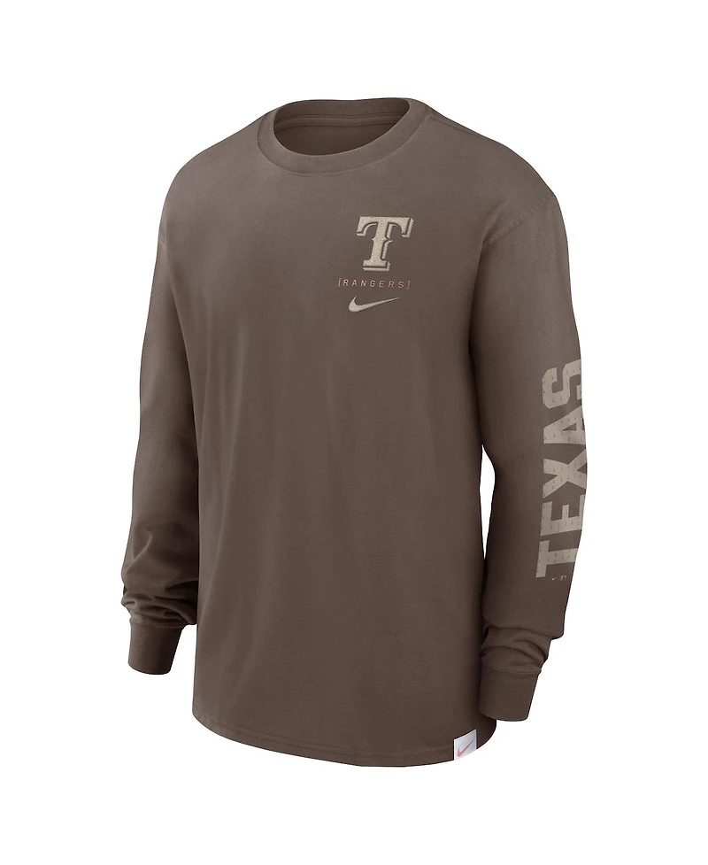 Nike Men's Light Brown Texas Rangers Statement Max90 Long Sleeve T-Shirt