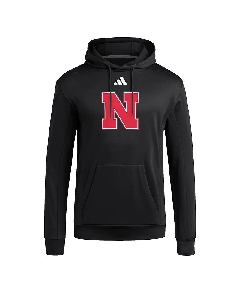Adidas Men's Black Nebraska Huskers Locker Logo Fleece Pullover Hoodie