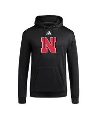Adidas Men's Black Nebraska Huskers Locker Logo Fleece Pullover Hoodie