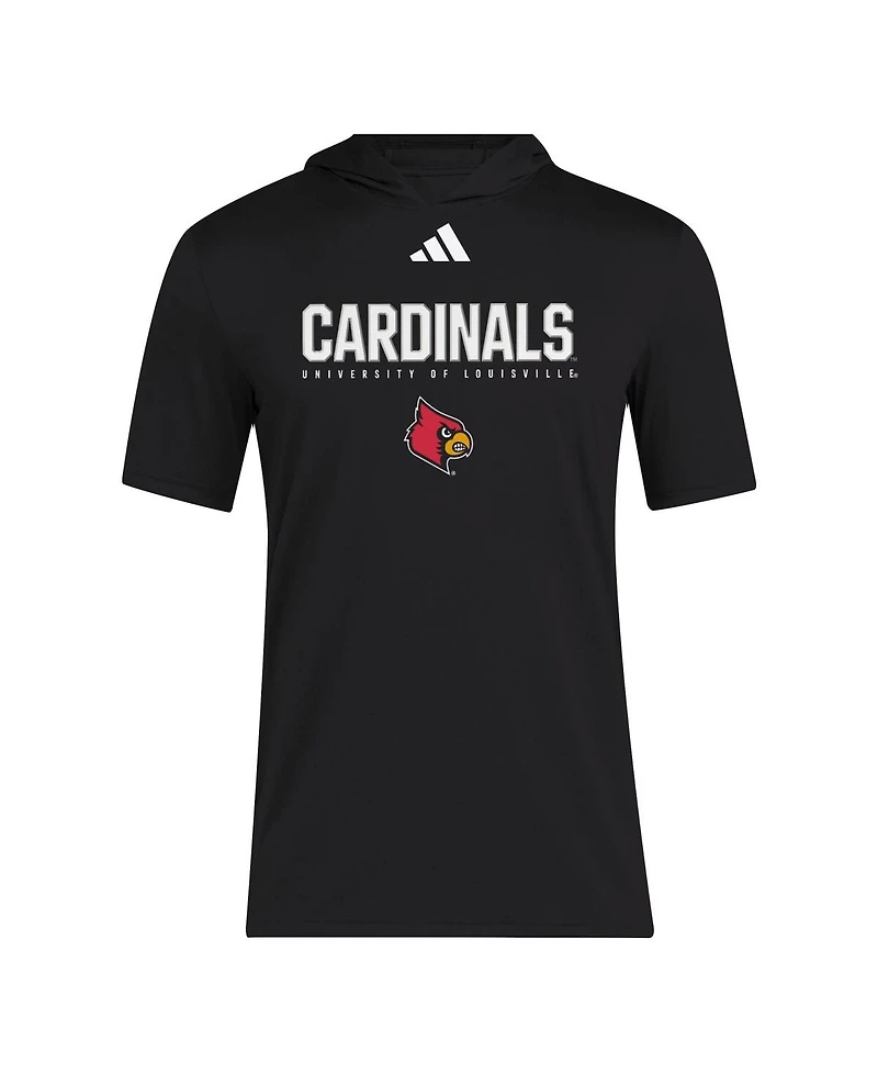 Adidas Men's Black Louisville Cardinals 2025 Areoready Sideline Training Hooded T-Shirt