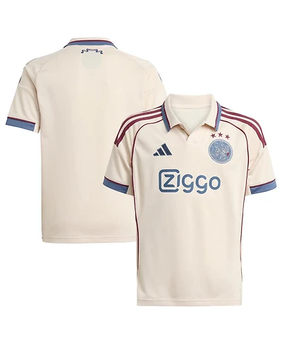 adidas Big Boys and Girls Tan Ajax 2025/26 Third Replica Jersey